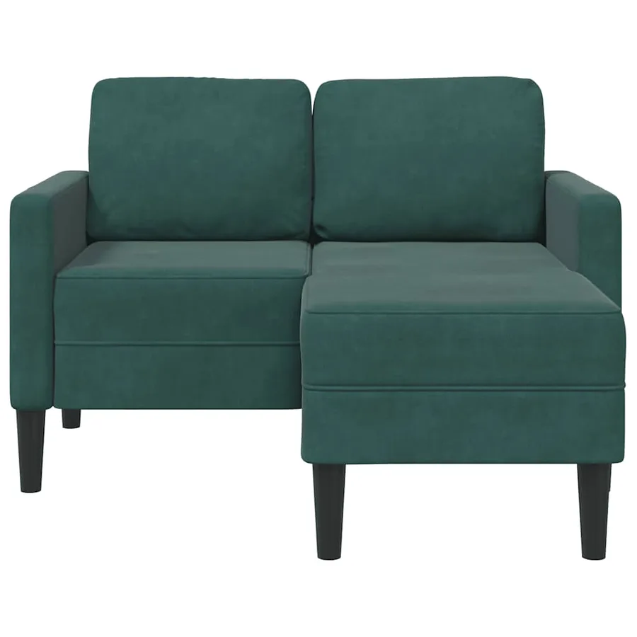 Canapé 2 places avec méridienne en L vert foncé 125 cm velours - 4