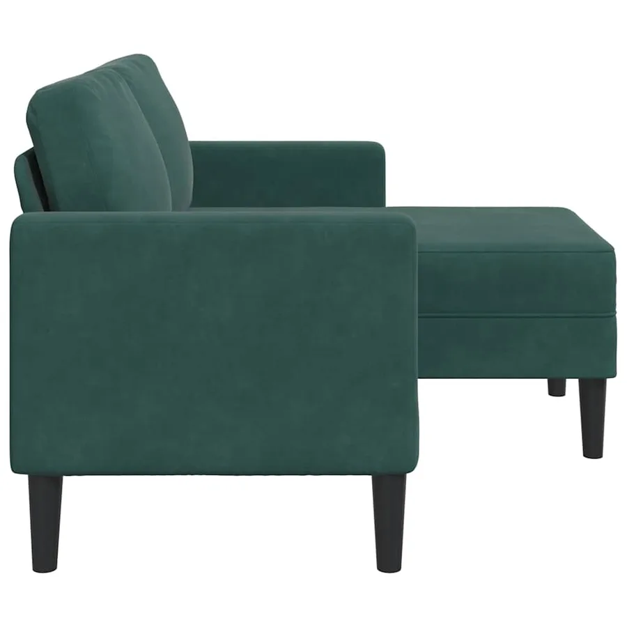 Canapé 2 places avec méridienne en L vert foncé 125 cm velours - 5