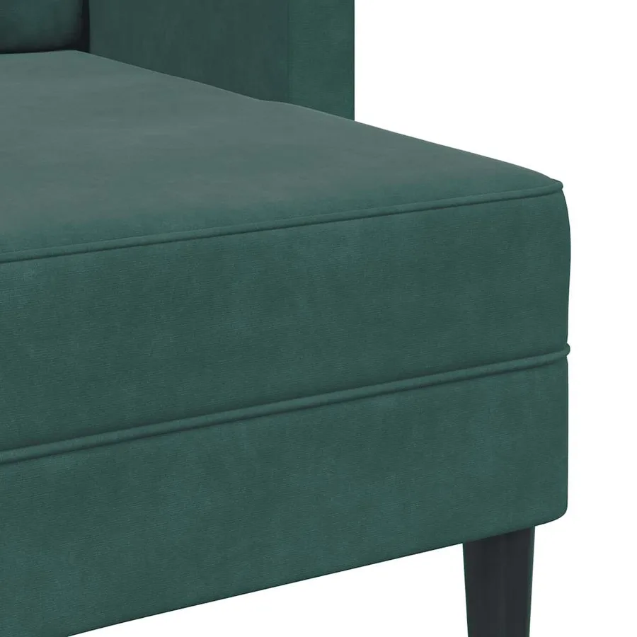 Canapé 2 places avec méridienne en L vert foncé 125 cm velours - 8
