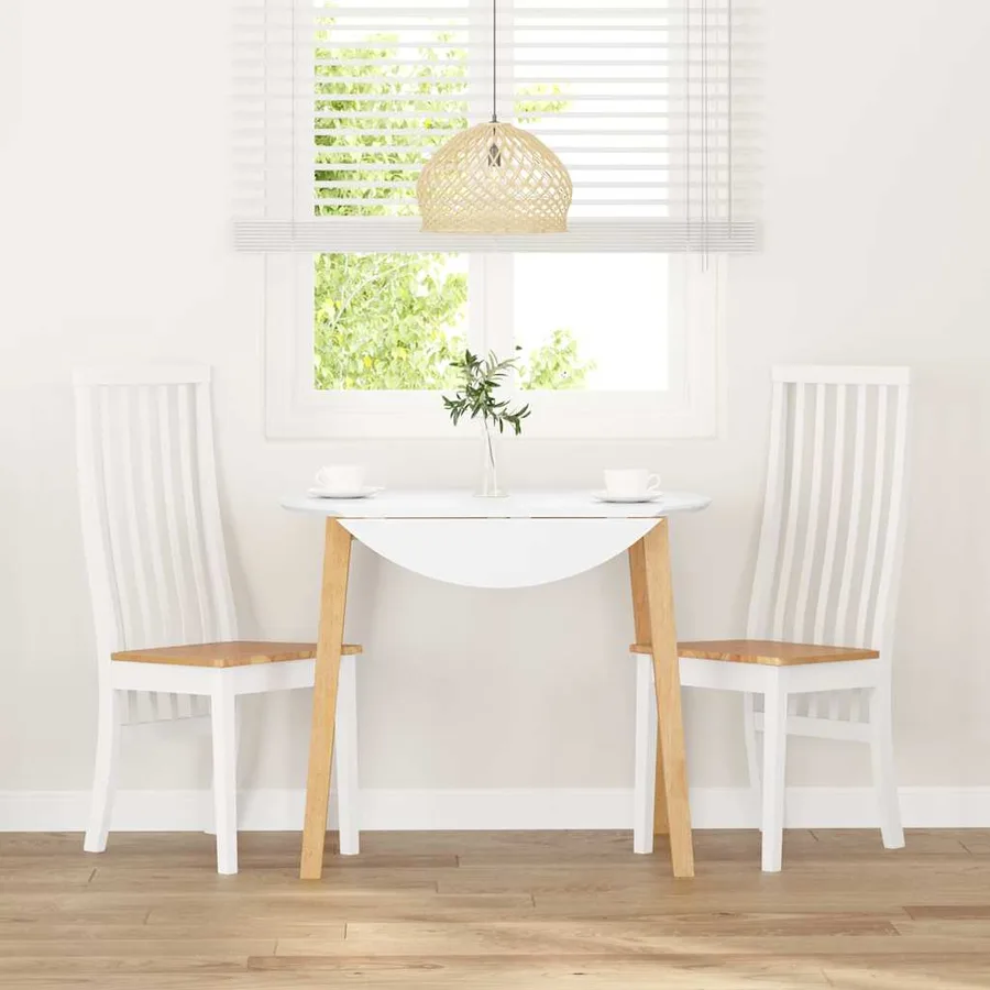 Chaises à manger 2 pcs blanc bois massif caoutchouc - 3