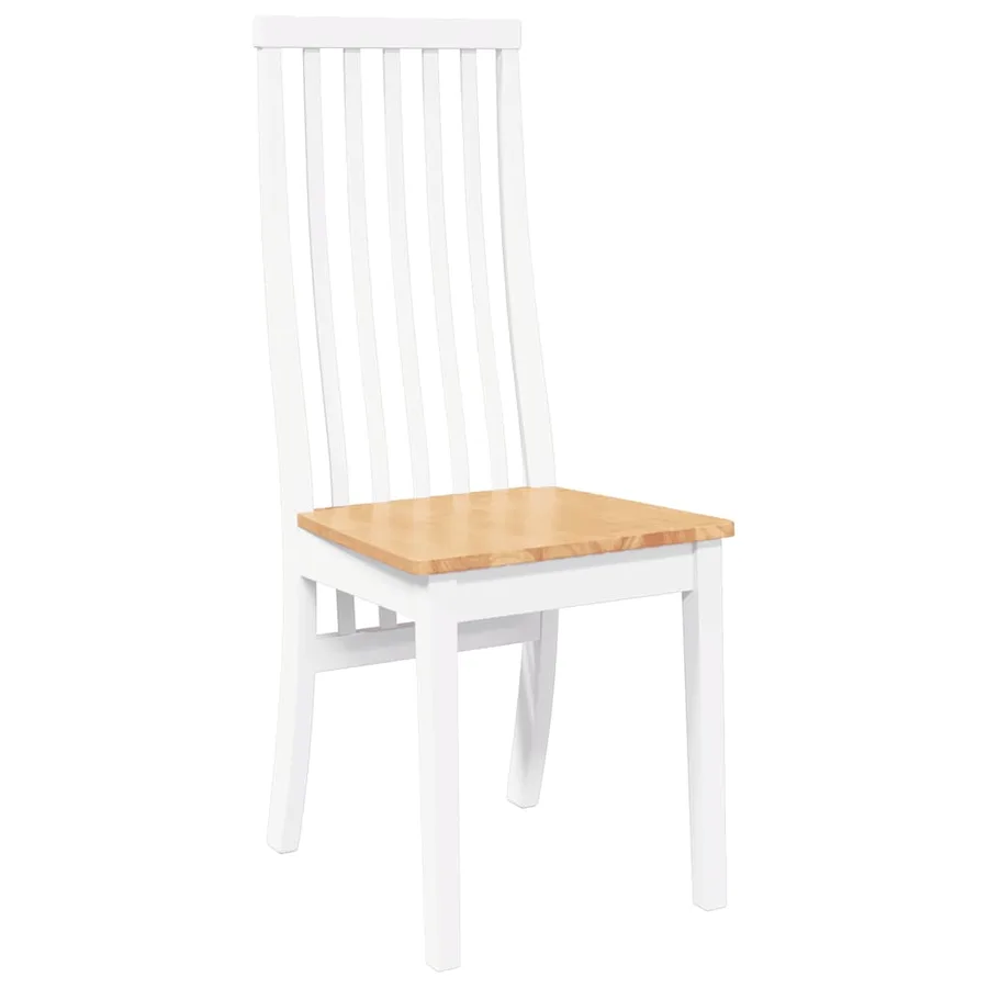 Chaises à manger 2 pcs blanc bois massif caoutchouc - 4