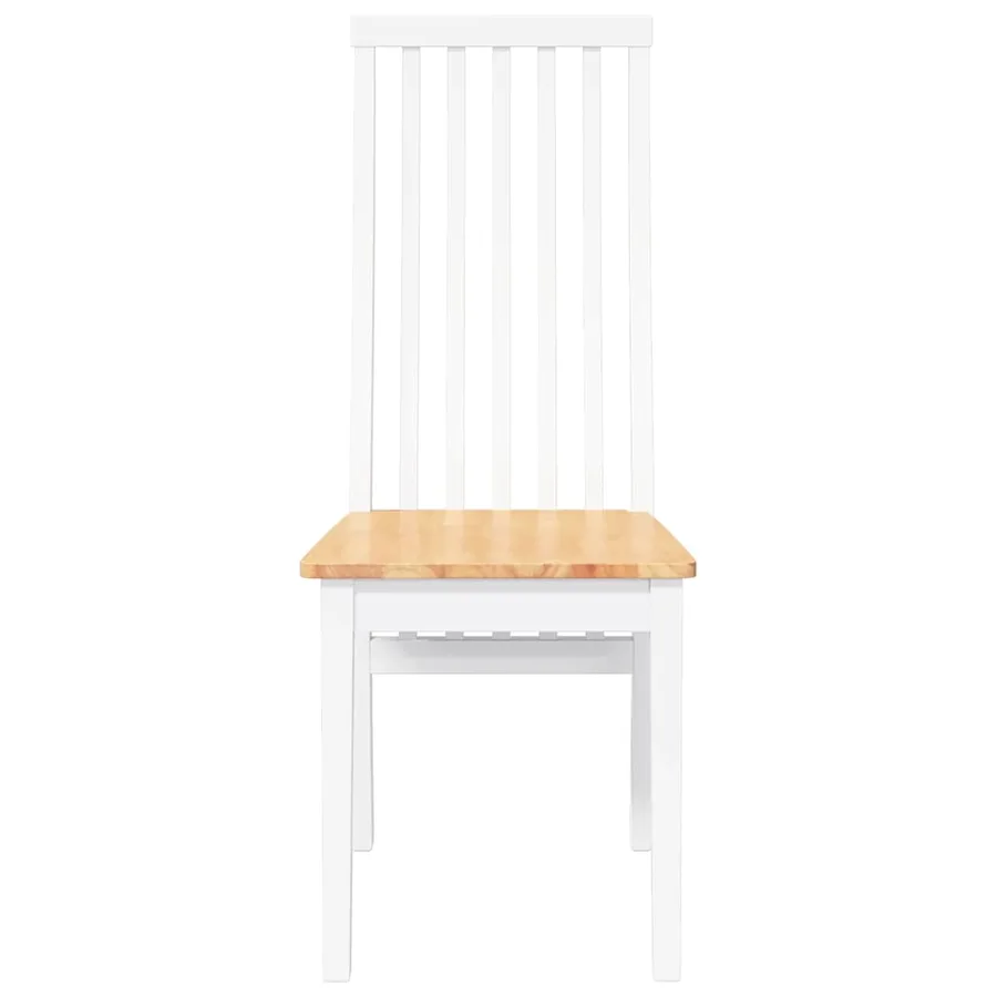 Chaises à manger 2 pcs blanc bois massif caoutchouc - 5