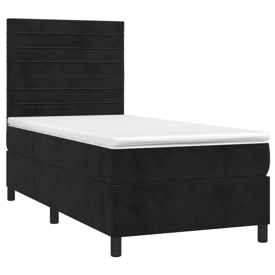 Sommier à lattes de lit avec matelas LED Noir 80x200cm Velours - 3