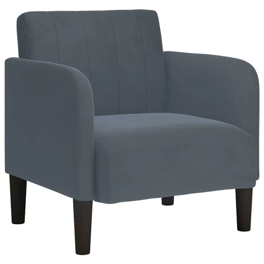 Fauteuil avec accoudoirs gris foncé 54 cm velours - 2