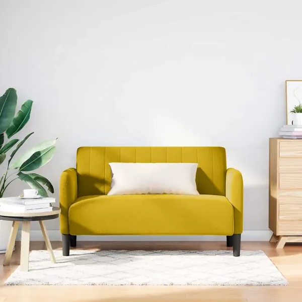 Canapé causeuse jaune 109 cm velours
