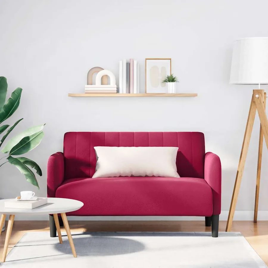 Canapé causeuse rouge bordeaux 109 cm velours