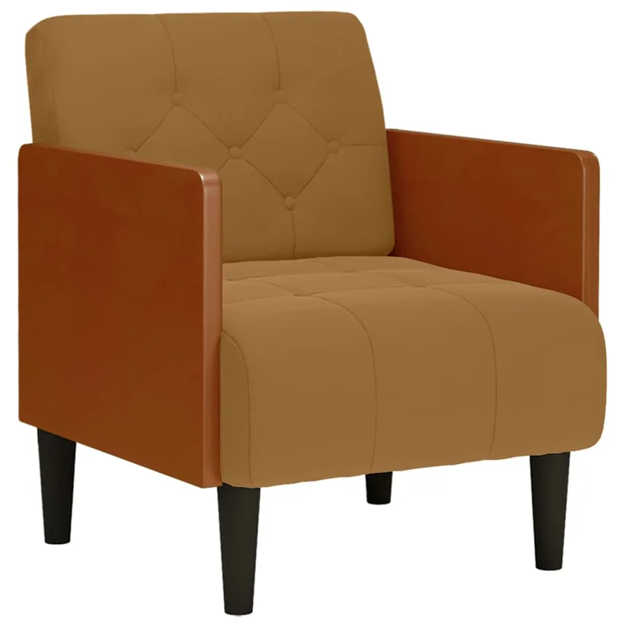 Fauteuil avec accoudoirs marron 55 cm velours - 2