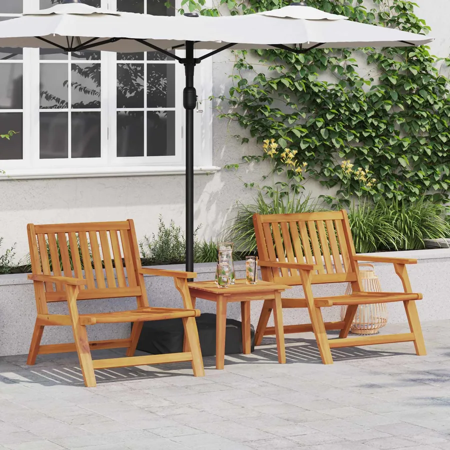 Chaise de jardin 3 pcs Marron Bois d'Acacia Massif