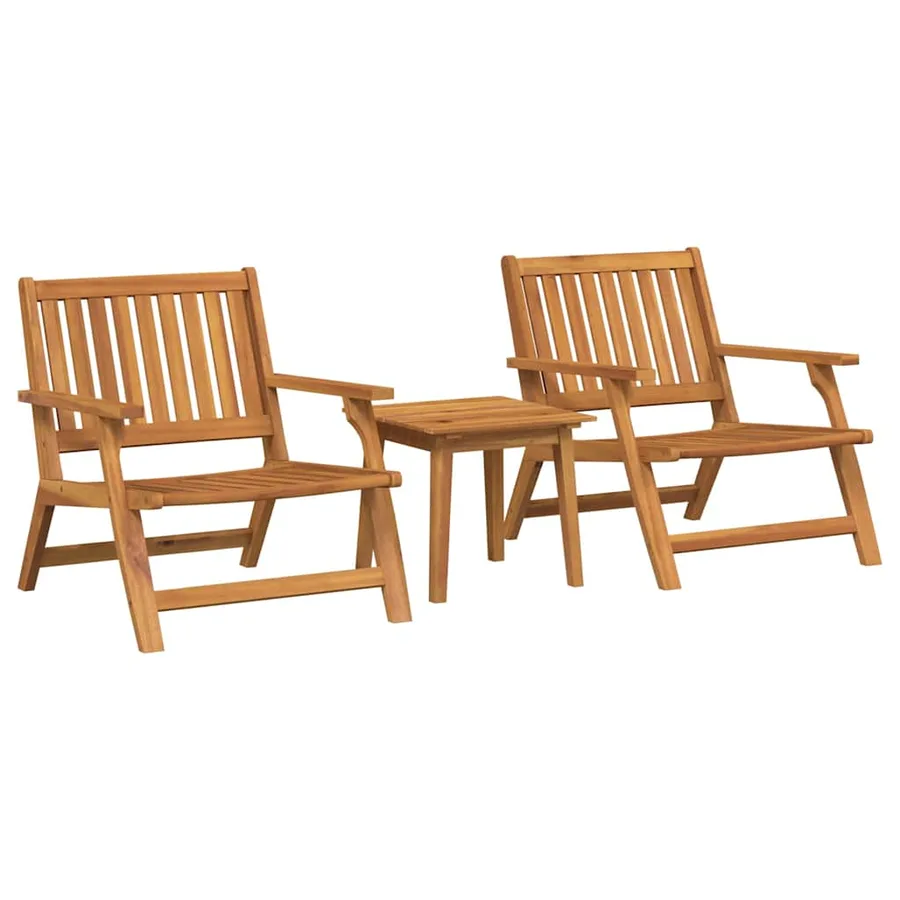 Chaise de jardin 3 pcs Marron Bois d'Acacia Massif - 2