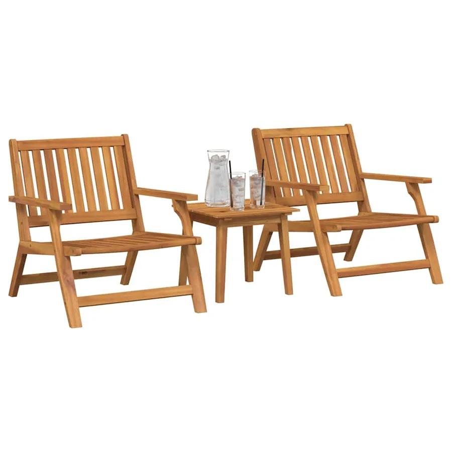 Chaise de jardin 3 pcs Marron Bois d'Acacia Massif - 3