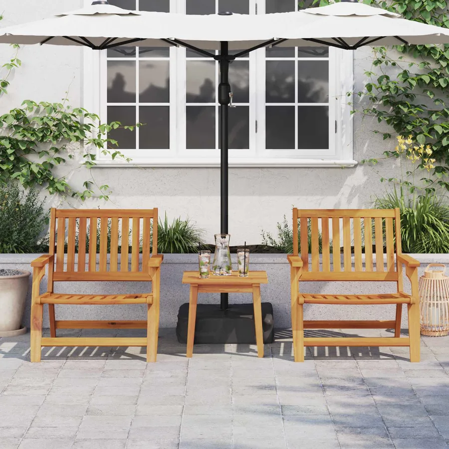 Chaise de jardin 3 pcs Marron Bois d'Acacia Massif - 4
