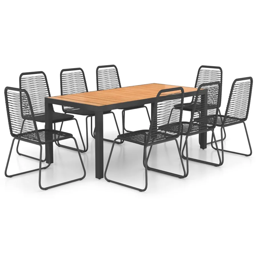 Ensemble à manger de jardin 9pcs PVC résine tressée noir marron - 2