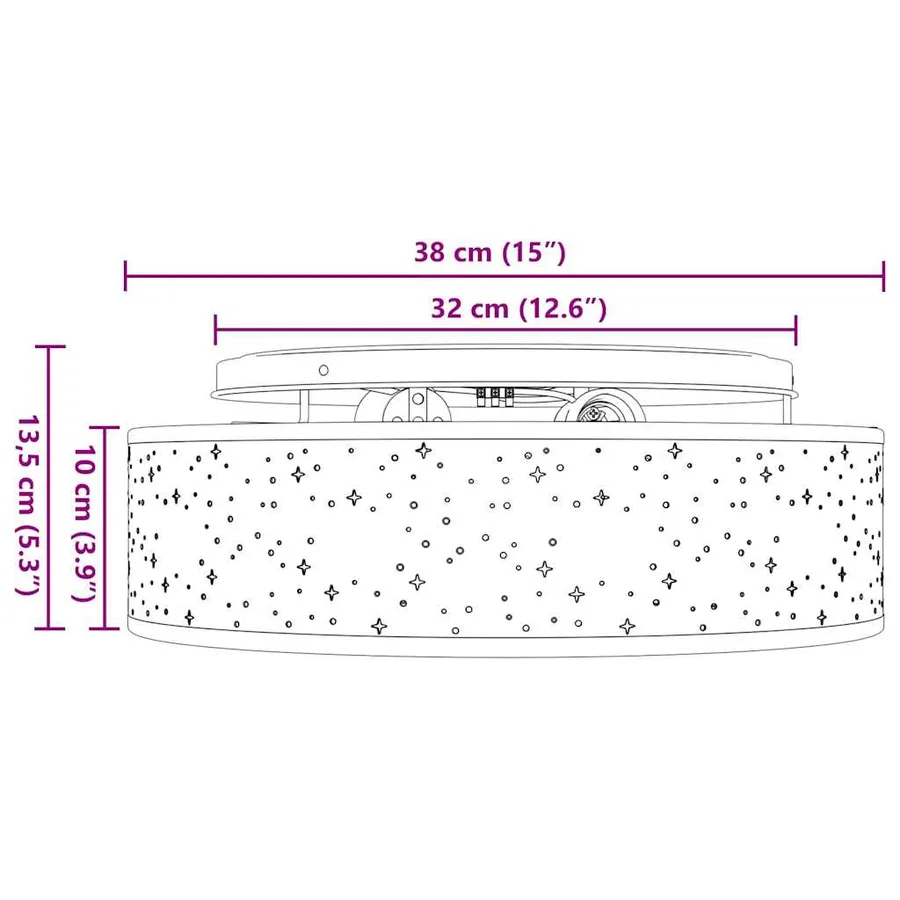 Lampe de plafond Gris 38 x 38 x 13,5 cm tissu - 12