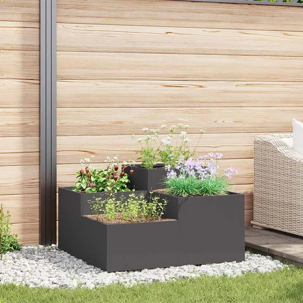 Cache-pot de jardin Noir 80 x 80 x 48 cm Acier