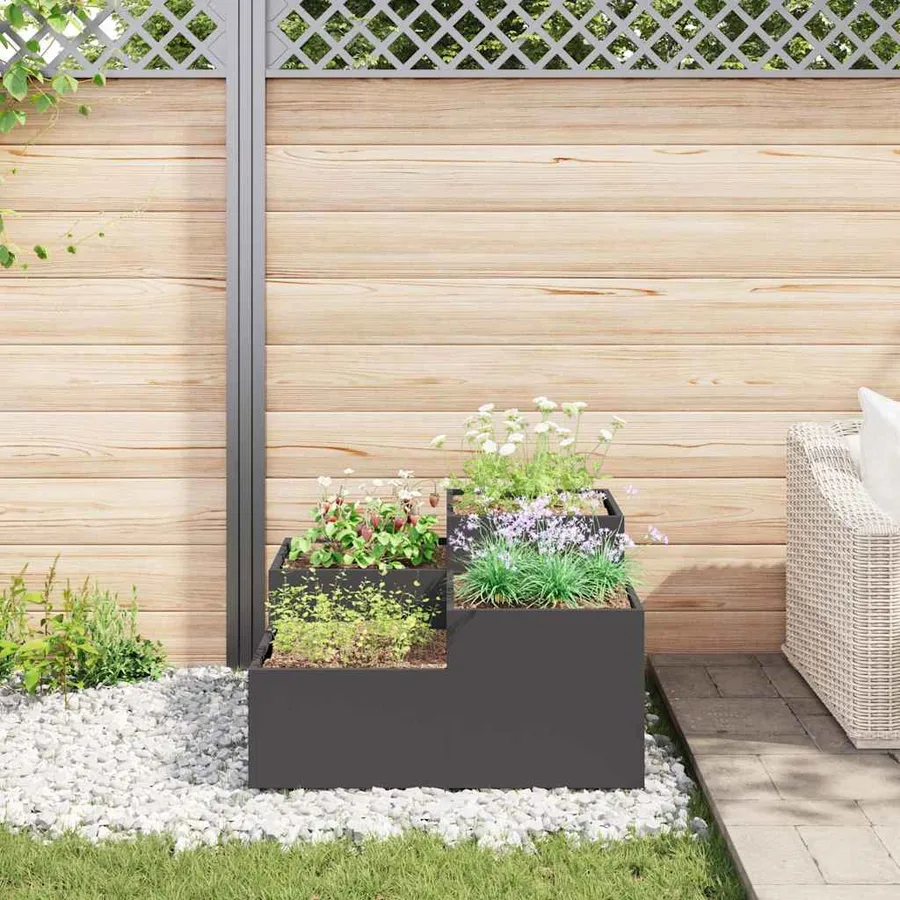 Cache-pot de jardin Noir 80 x 80 x 48 cm Acier - 4