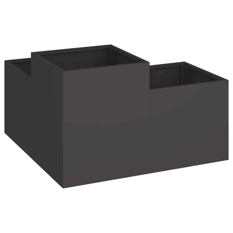Cache-pot de jardin Noir 80 x 80 x 48 cm Acier - 5