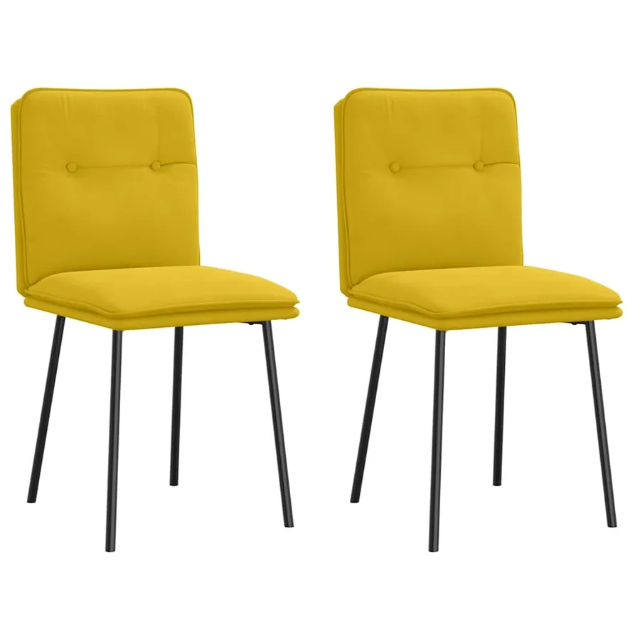 Chaises à manger lot de 2 Jaune Velours