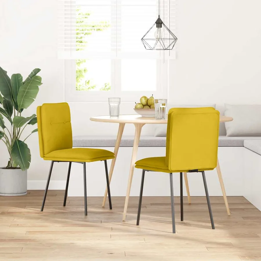 Chaises à manger lot de 2 Jaune Velours - 2