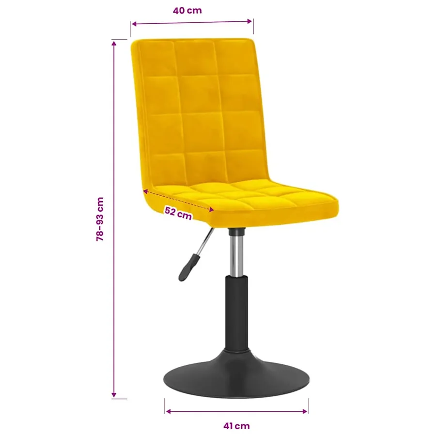 Chaises à manger pivotantes lot de 4 jaune moutarde velours - 10