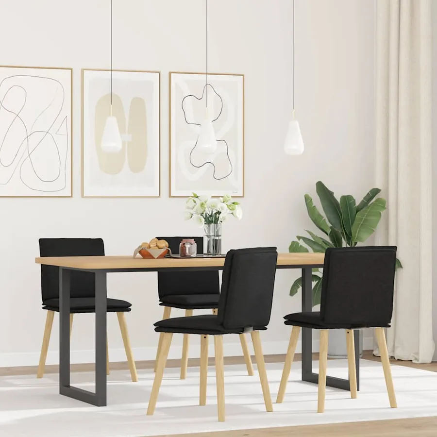 Chaises à manger lot de 4 noir tissu