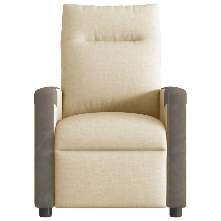 Fauteuil inclinable de massage électrique crème tissu - 4