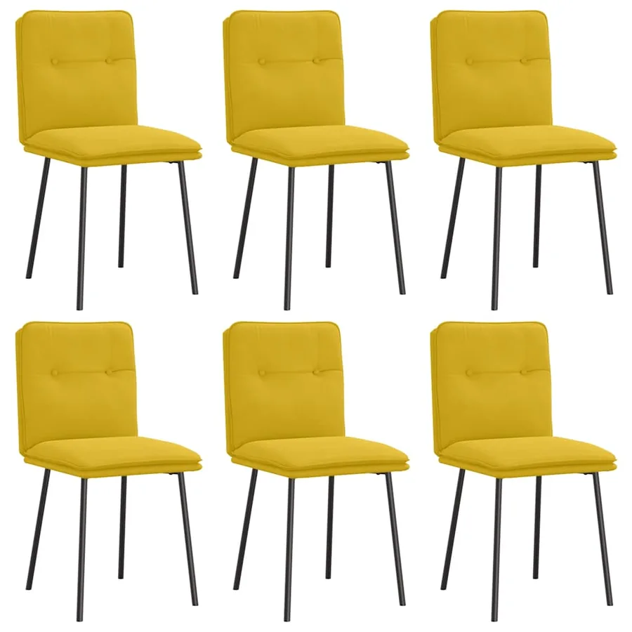Chaises à manger lot de 6 jaune velours - 2