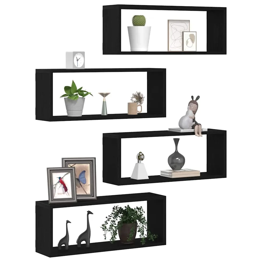 Étagères Murales avec étagère 4 pcs Chêne noir 60 x 15 x 23 cm - 3