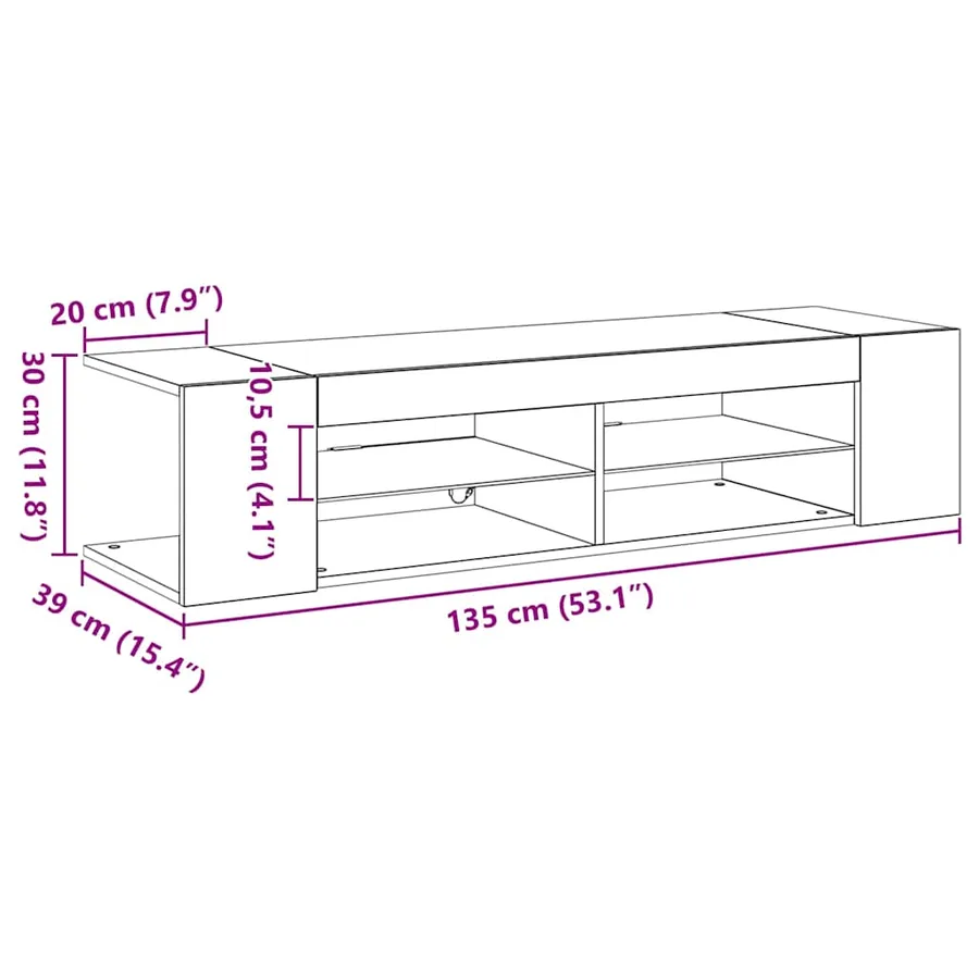 Meuble TV Chêne noir 135 x 39 x 30 cm Bois d'ingénierie - 12