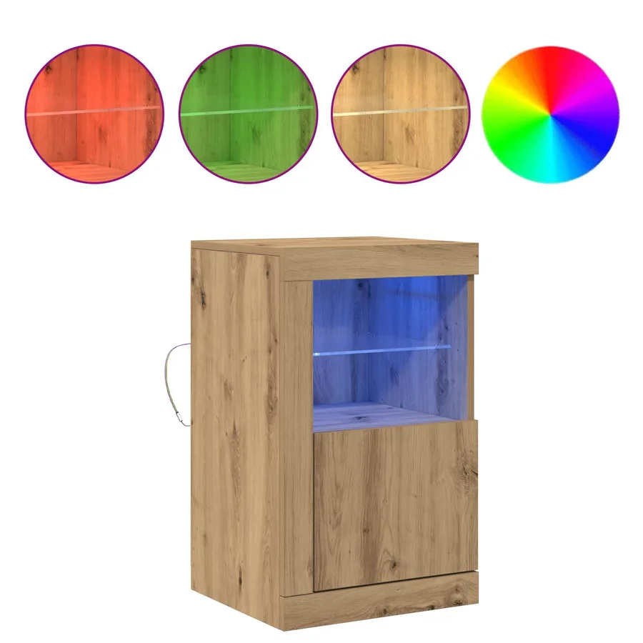Buffet LED 41 x 37 x 67 cm Bois d'ingénierie Chêne artisanal - 4