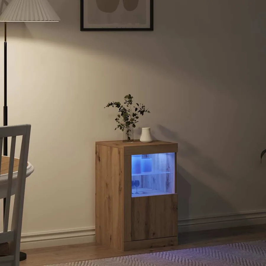 Buffet LED 41 x 37 x 67 cm Bois d'ingénierie Chêne artisanal - 5
