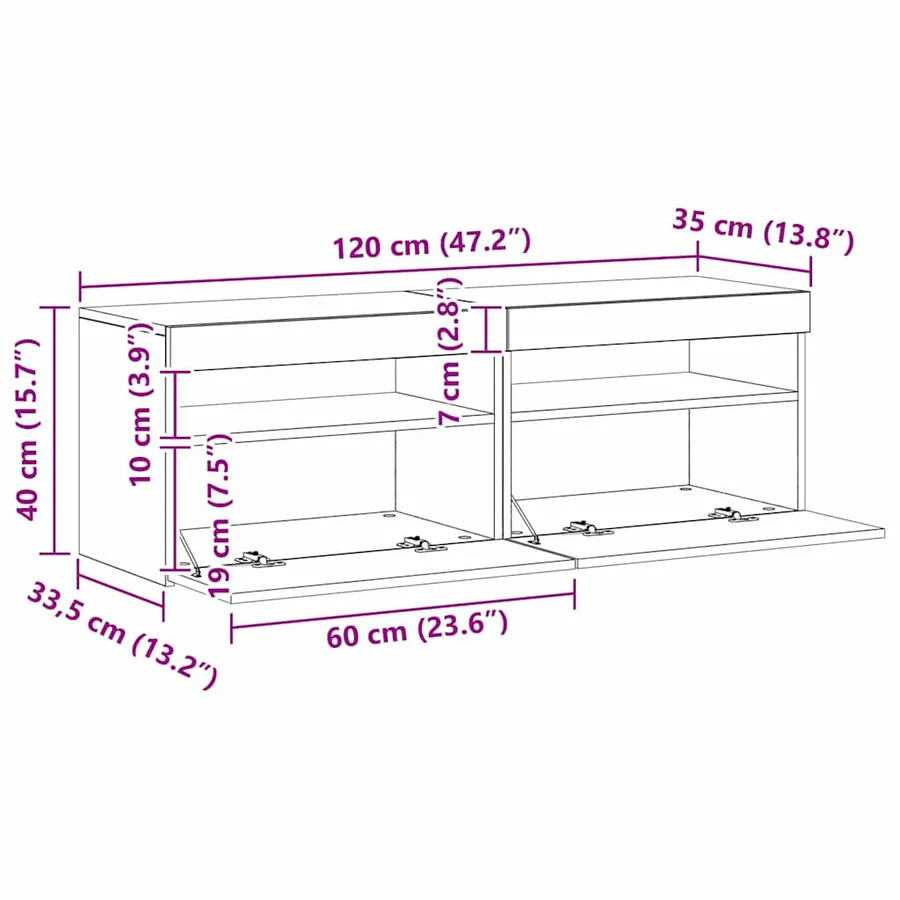 Meuble TV 2 pcs Chêne noir 60 x 35 x 40 cm Bois d'ingénierie - 19