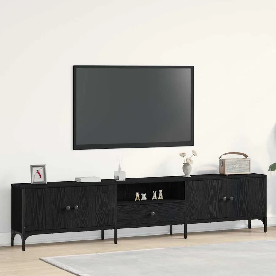 Meuble TV Chêne noir 200 x 25 x 44 cm Bois d'ingénierie