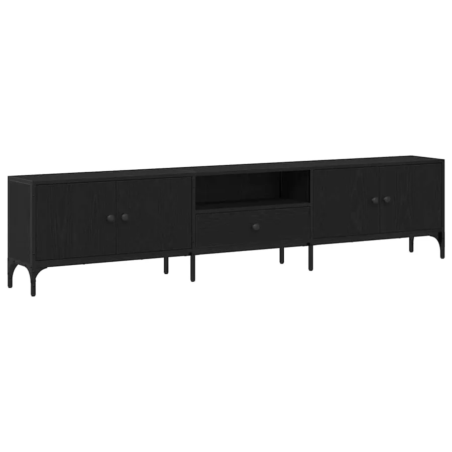 Meuble TV Chêne noir 200 x 25 x 44 cm Bois d'ingénierie - 2