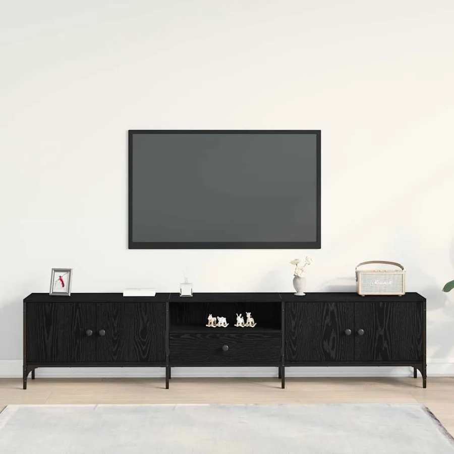 Meuble TV Chêne noir 200 x 25 x 44 cm Bois d'ingénierie - 4