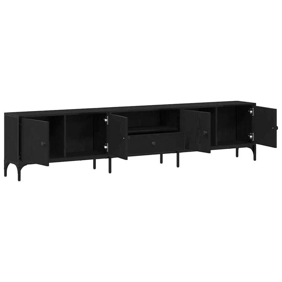 Meuble TV Chêne noir 200 x 25 x 44 cm Bois d'ingénierie - 5