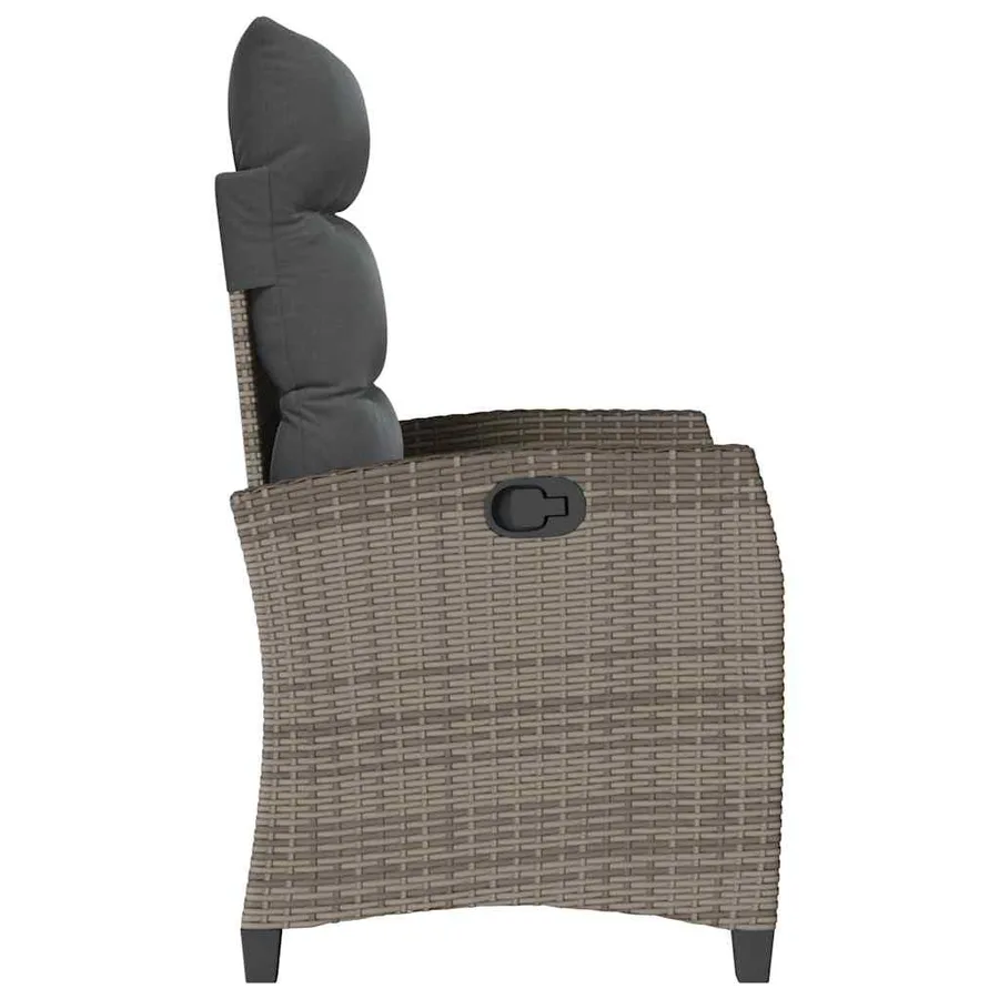Chaise de jardin inclinable avec table d'appoint gris polyrotin - 6