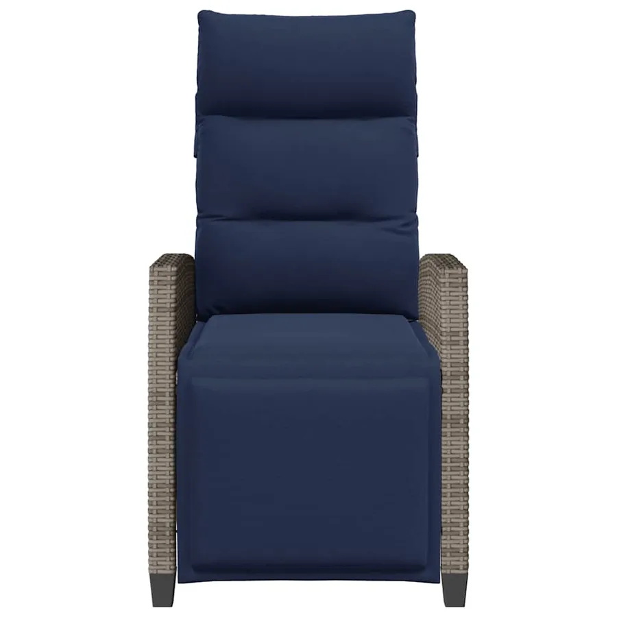 Chaise de jardin inclinable avec table d'appoint gris polyrotin - 5