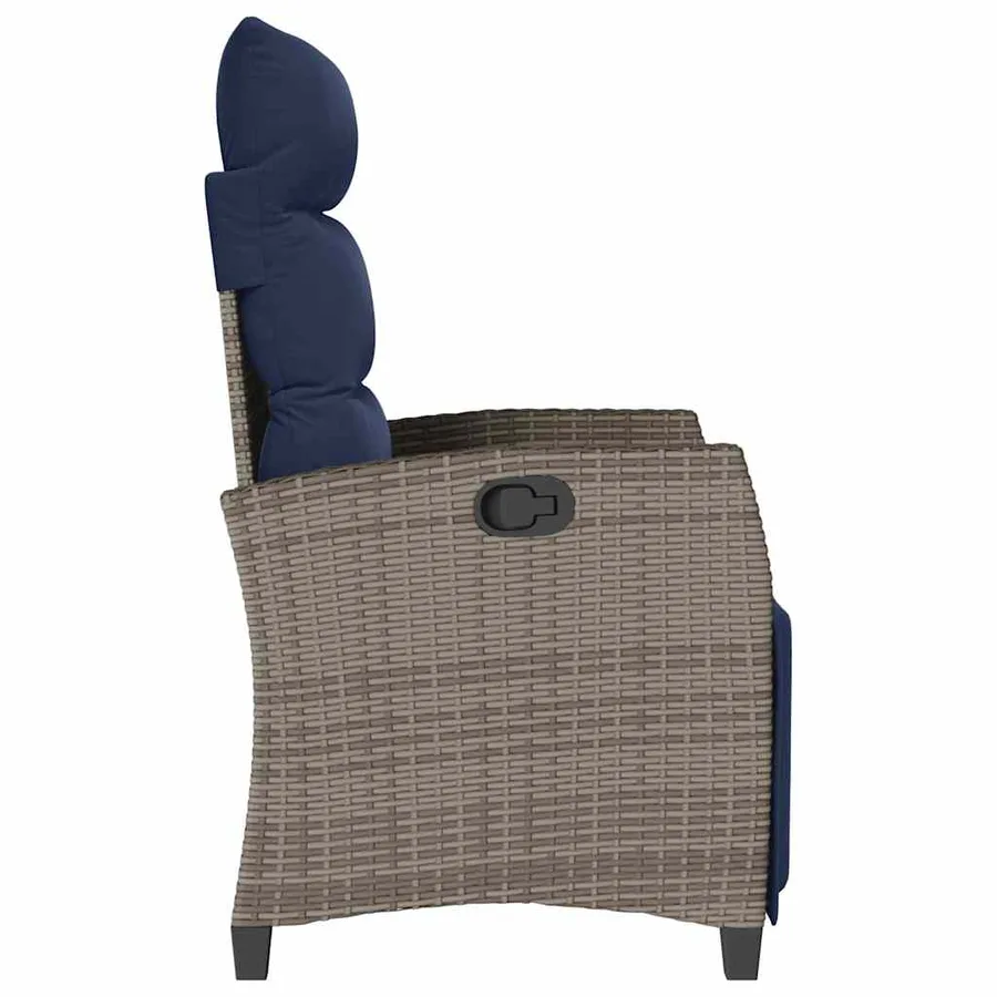 Chaise de jardin inclinable avec table d'appoint gris polyrotin - 6