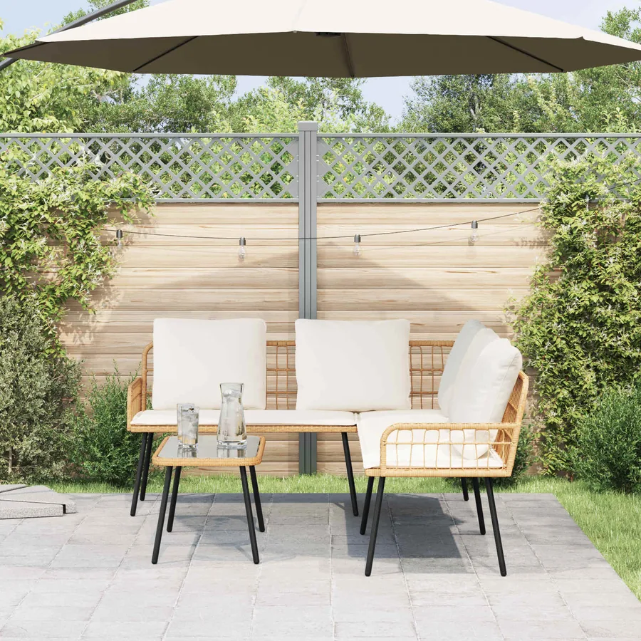 Ensemble de canapé de jardin 2 pcs Naturel polyrotin