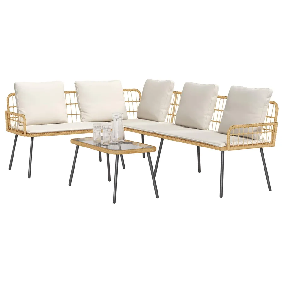 Ensemble de canapé de jardin 2 pcs Naturel polyrotin - 3