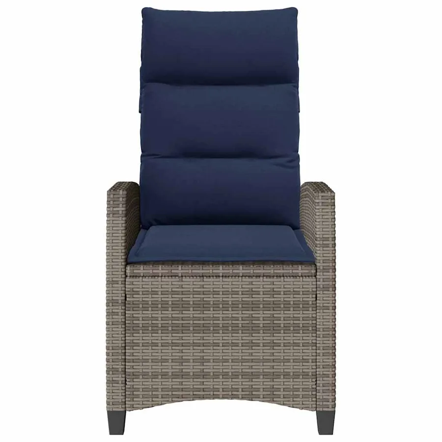 Chaise de jardin inclinable avec table d'appoint gris polyrotin - 5