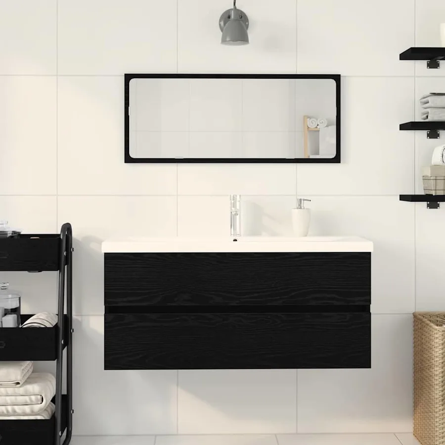 Meuble de Lavabo de Salle de Bain Chêne noir 100 x 39 x 62 cm - 4
