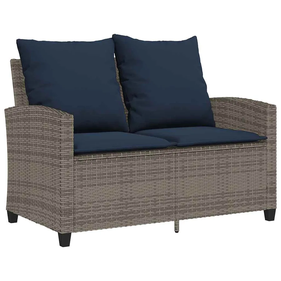 Ensemble de canapé de jardin 6 pcs avec coussins gris résine tressée - 5