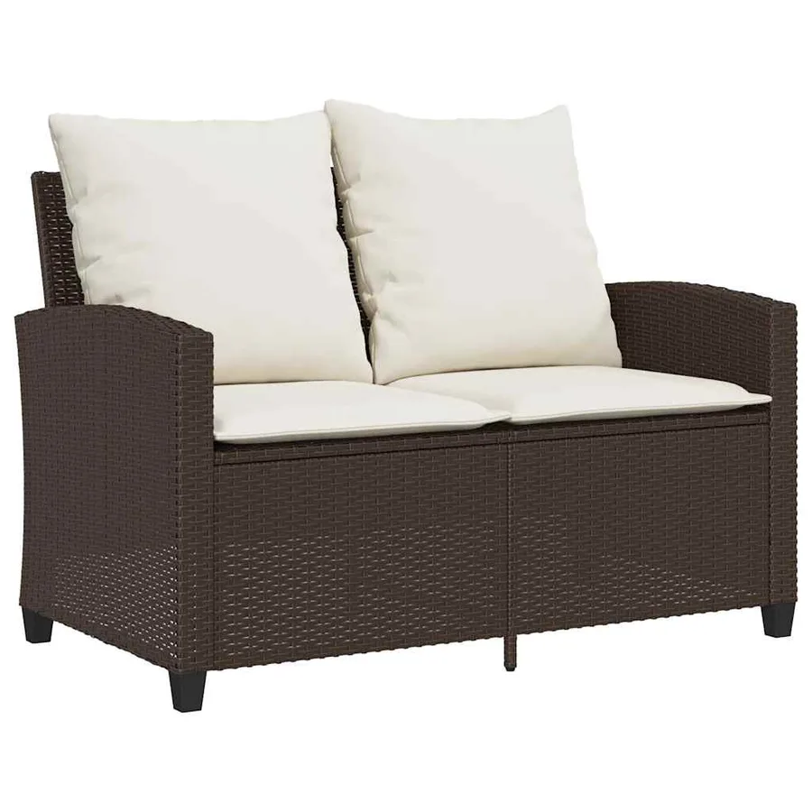 Ensemble de canapé de jardin 6 pcs avec coussins marron résine tressée - 5
