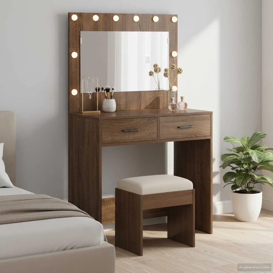 Table de Toilette avec tiroir Chêne brun 78,5 x 41 x 135 cm