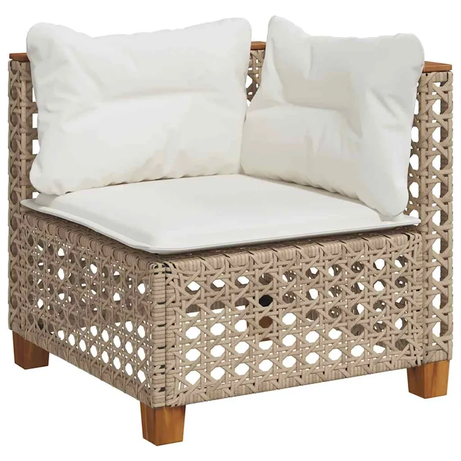 Salon de jardin avec coussins 8 pcs beige résine tressée - 3