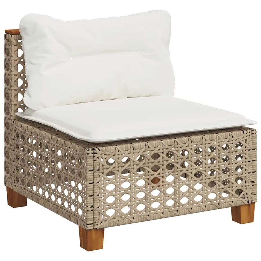 Salon de jardin avec coussins 8 pcs beige résine tressée - 4