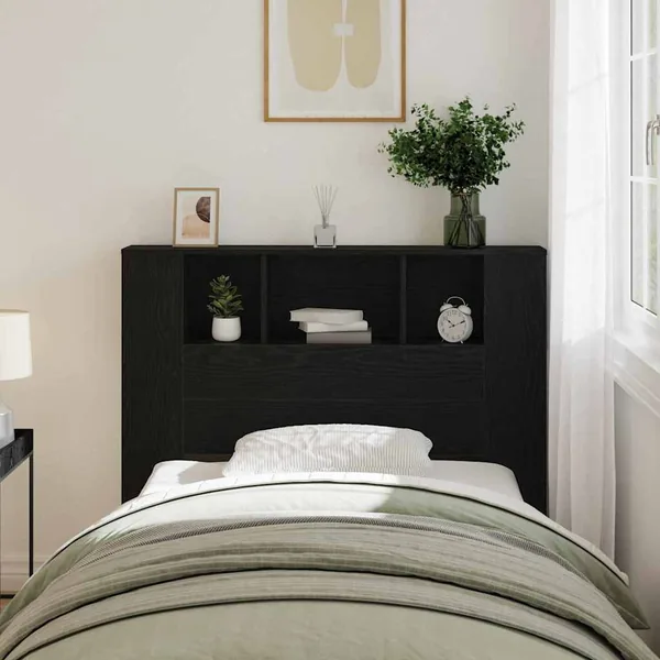 Cabinet de Tête de Lit Chêne noir 120 x 18.5 x 102.5 cm