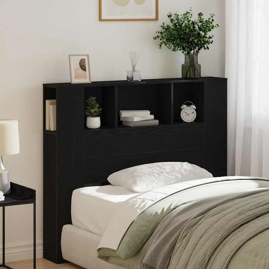Cabinet de Tête de Lit Chêne noir 120 x 18.5 x 102.5 cm - 4