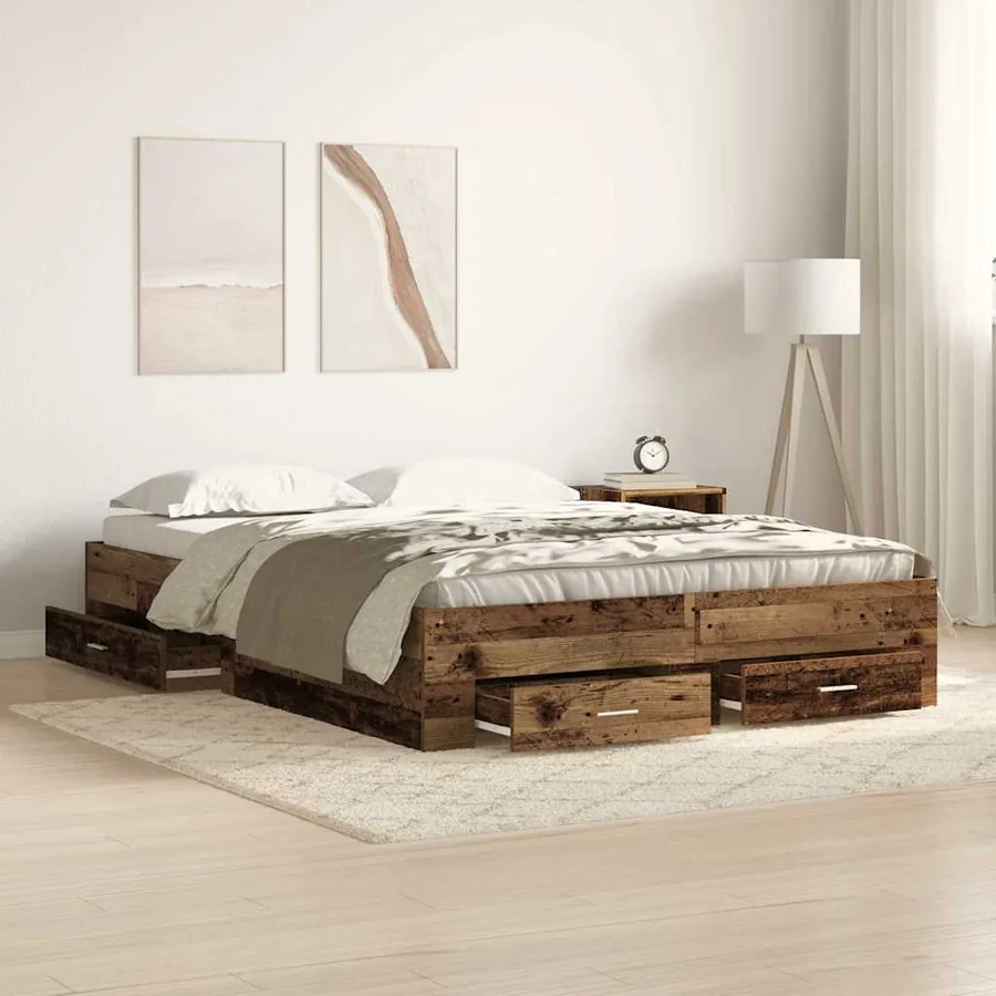 Cadre de lit Bois Ancien 135 x 190 cm Bois d'ingénierie